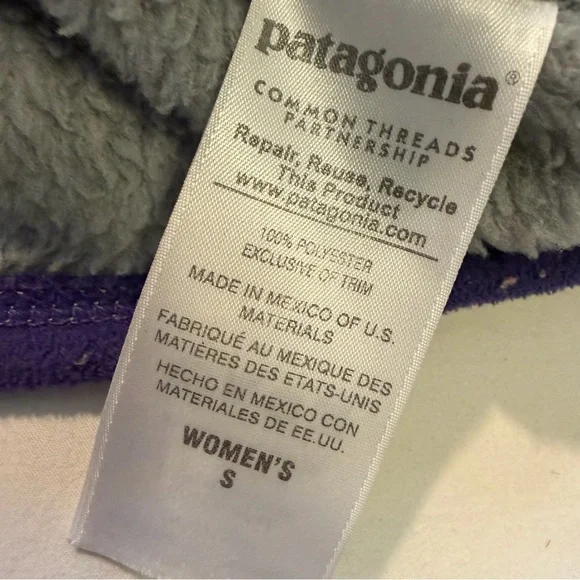 Patagonia Retool Snap T Fleece Pullover Gray and Purple small women’s LIKE NEW - Picture 5 of 7